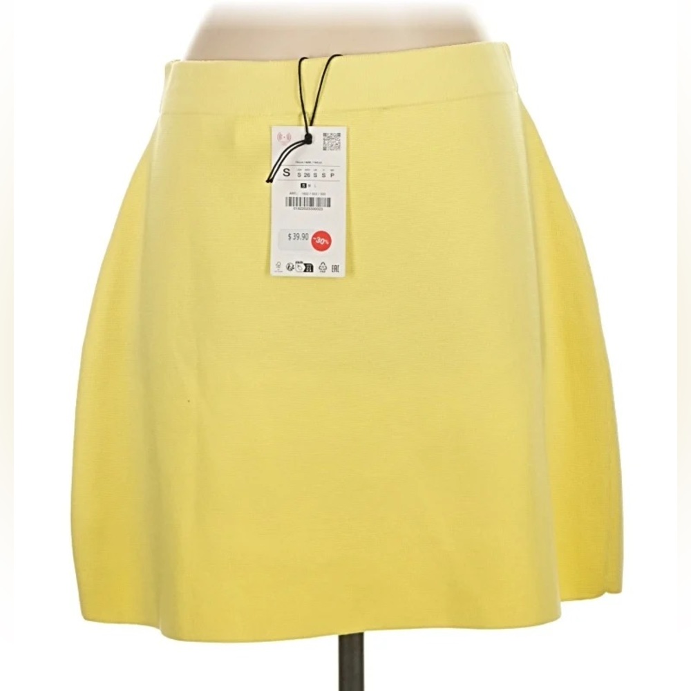 ⭐️ NWT 😍 Zara Lemon Yellow A-Line Skirt ♥️